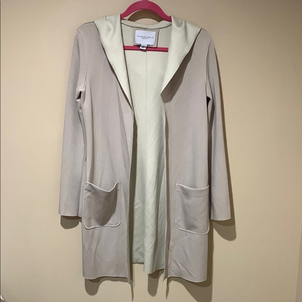 Stretchy duster jacket with hood